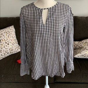 Loft plaid Princess sleeve blouse